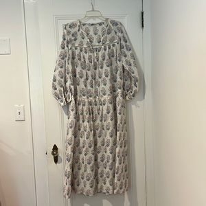 Zara Printed Long Sleeve Tiered dress with buttons